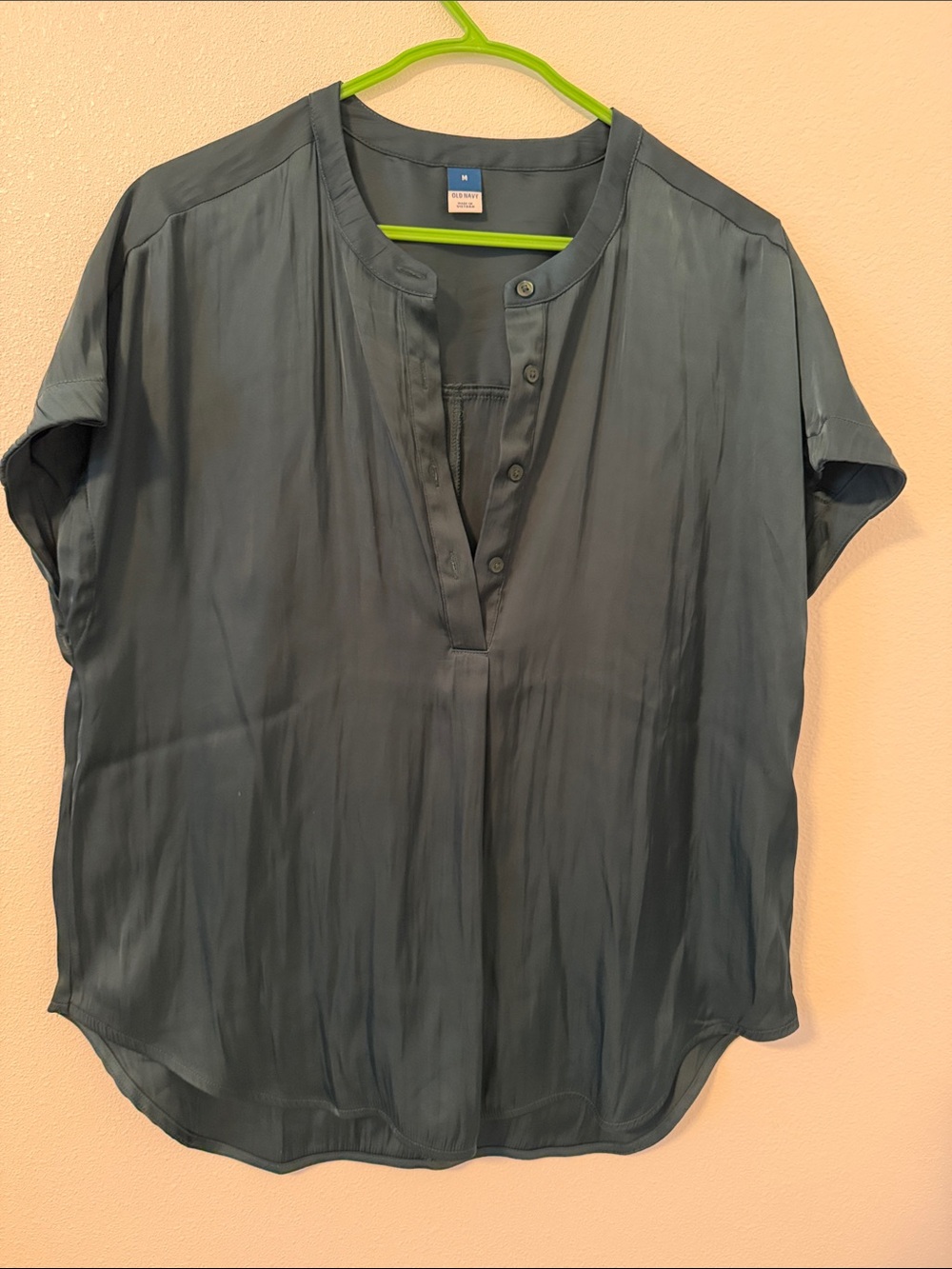 Women's Slate Blue Henley Blouse - Unbranded